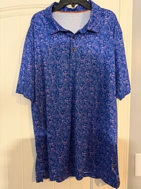 Maelreg Men’s Blue Floral-Print Polo Shirt